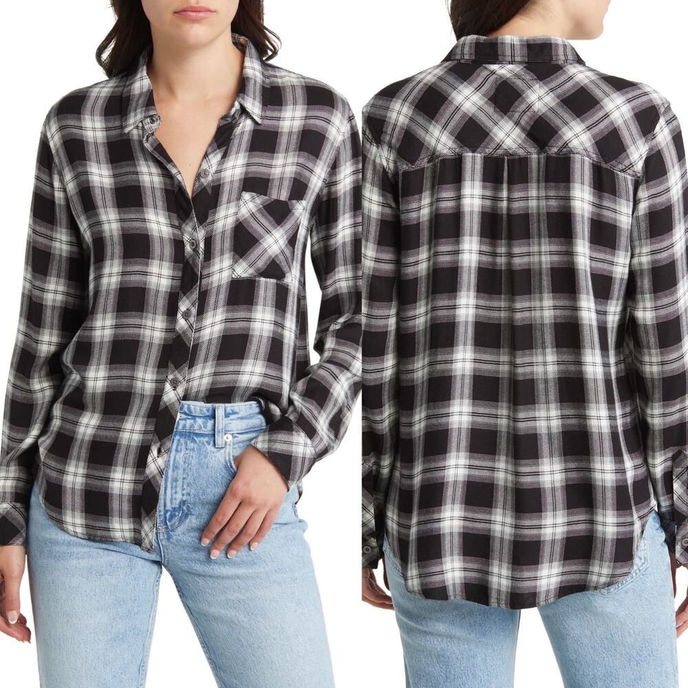 Rails Black & White Plaid Flannel Button Down